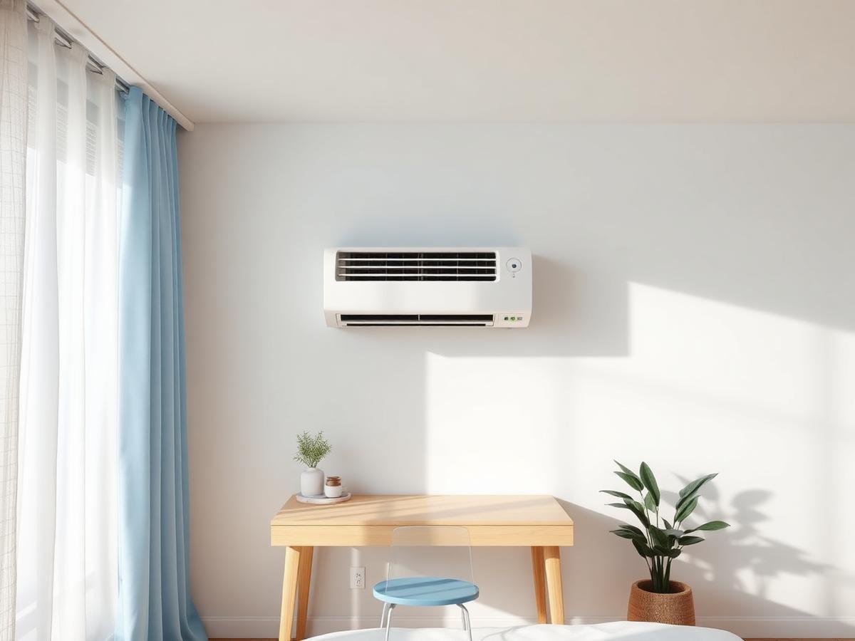 BlizzAir cooling a bright modern bedroom